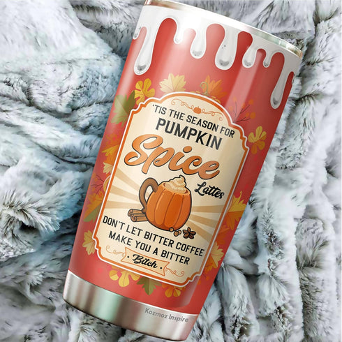 The Season for Pumpkin Spice Tumbler 20Oz - Pumpkin Halloween Tumbler 20Oz Pack 1 - Stainless Steel Travel Tumbler - Halloween Cup Gift for Men, W...
