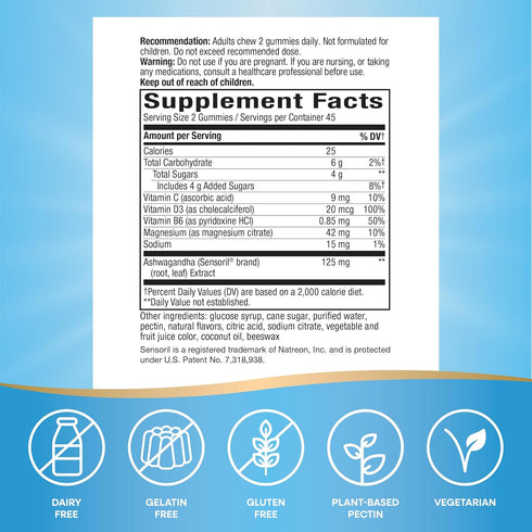 Nature's Way Stress Defense Gummies, Stress Support*, Supports Balanced Cortisol Response*, with Sensoril Ashwagandha, Vitamins B6, C, and D3, Ras...