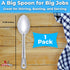 Super Strong, Ergonomic 11 in Serving Spoon 1 Pk. Big, Solid Stainless Steel Spoons for Cooking, Baking and Basting. Best Kitchen Flatware for Buf...