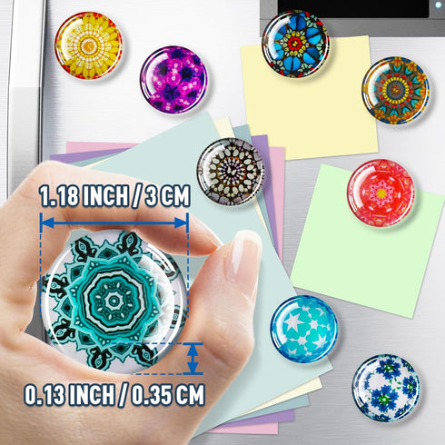 FINDMAG 12 Pcs Glass Fridge Magnets, Cute Fridge Magnet Sticker, Strong Refrigerator Magnets Heavy Duty, Small Magnets for Whiteboard, Classroom, ...