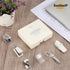 EooUooIP Practical and Beautiful Office Supplies White Handbook Tool Box,Stapler Tape Staples Hole Puncher Paper Scissor for Efficient Work and St...