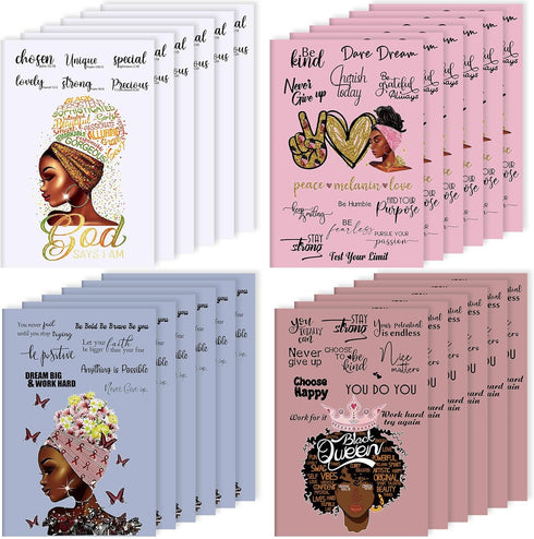 24 Pieces Black Women Journals for Writing Inspirational African American Notebooks Gifts Mini Motivational Journal Lined Notepads for Black Women...
