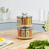 Orii 16 Jar Spice Rack with Spices Included - Rotating Countertop 2 Tier Tower Organizer for Kitchen Spices and Seasonings, (Bamboo Wood)...