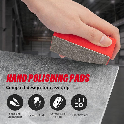4Pcs Diamond Hand Polishing Pads for Sanding Ceramics Glass Tile Concrete Stone Marble Granite, 60#, 100#,200#,400# (Plane)...