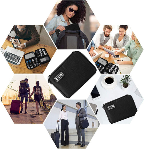 Travel Cable Organizer Bag Waterproof Portable Electronic Accessories Organizer for USB Cable Cord Phone Charger Headset Wire SD Card with 5pcs Ca...