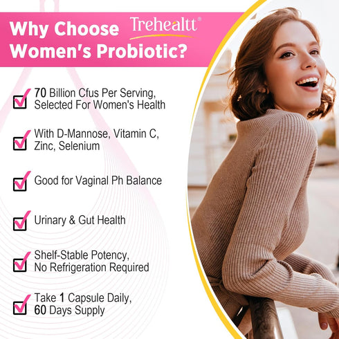 Vaginal Probiotics, 13-in-1 Womens Probiotic, PH Balance with 70 Billion CFU Women Probiotic & Prebiotic & D-Mannose, for Healthy Vaginal Odor & F...