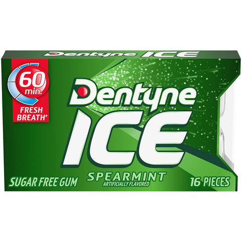 Dentyne Ice Spearmint Sugar-Free Chewing Gum, 9 Packs of 16 Pieces (144 Total Pieces)...