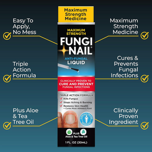 Fungi-Nail Anti-Fungal Liquid Solution, Kills Fungus That Can Lead to Nail & Athlete’s Foot with Tolnaftate & Clinically Proven to Cure and Preven...