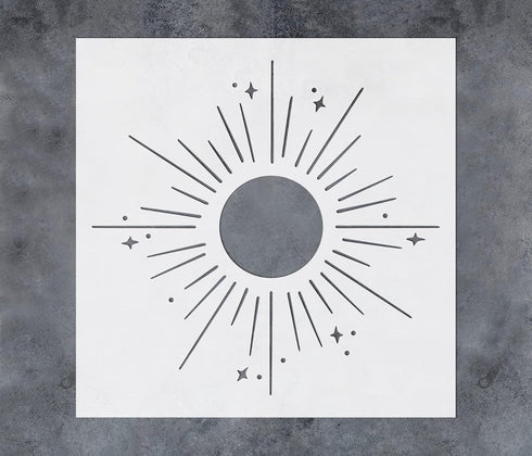 GSS Designs Boho Sun Stencil 12x12Inch Reusable Celestial Sunburst Stencils for Painting Sun Ray Stencil Template for Walls...