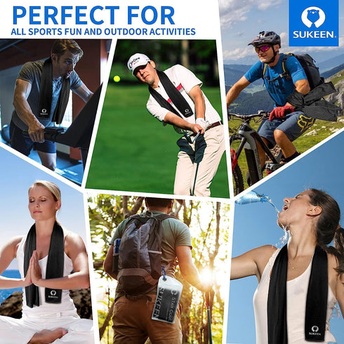Sukeen 4Pack Cooling Towel (40"x12") for Neck and Face, Soft & Breathable Chilly Sports Towel, Quick-drying Sweat Absorbing Cooling Neck Wraps wit...