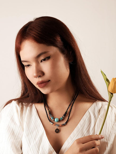 Sacina Boho Hippie Black Choker Necklace, Black Choker for Women, Turquoise Necklace, Boho Necklace, Hippe Necklace, Christmas New Year Jewelry Gi...