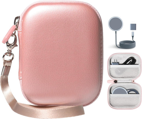 Alltravel Organizing Case for Magnetic Wireless Portable Charger, Compatible with Xoxixl, ESTAVEL, YLLZI, Bohuma (Rose)...