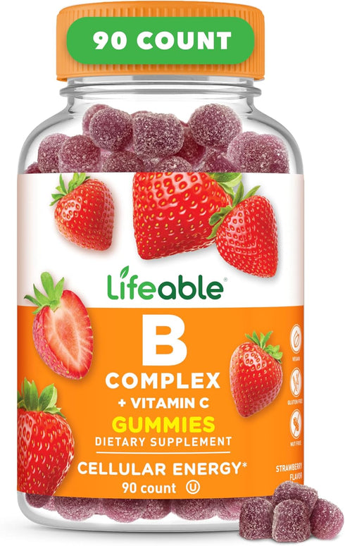 Lifeable Vitamin B Complex Gummies for Adults | with Vitamin C | Great Tasting Vitamin B Gummies | for Energy and Nerve System | Vegan B Complex V...