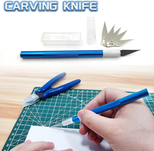 10 Pcs Professional Model Tools Kit 10 in 1 Adults Hobby Building Tools Set Basic Tools with Nippers Tweezers Needle Files Polishing Bars for Car ...