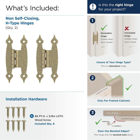Amerock BPR3406BBZ | Cabinet Hinge | 3/8 in (10 mm) Offset Non-Self Closing Face Mount | Golden Champagne | Kitchen Cabinet Door Hinge | 1 Pair/2 ...