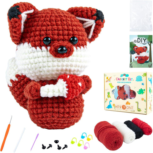 HTVRONT Beginner Crochet Kit for Adults - Complete Crochet Kits with Step by Step Video Tutorials, Amigurumi Crochet Kit with Yarns, Hook, Accesso...