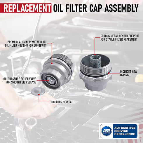 Engine Oil Filter Cap Assembly - Replaces 15620-31060, 917-016, 15643-31050, 1564331050 - Compatible with Toyota, Lexus, Scion Vehicles - 2005-202...