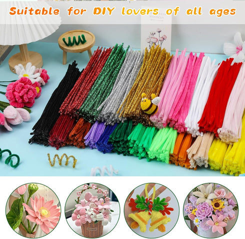 100Pcs Pipe Cleaners, Pipe Cleaners Craft, Creative Craft Pipe Cleaners for Festivals Decoration, Chenille Stems Crafting Pipe Cleaners, Craft Sup...
