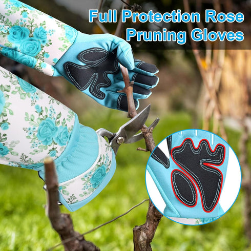 Gardening Gloves for Women, Rose Gloves Gardening Thorn Proof, Long Garden Gloves for Women, Breathable & Durable Leather Gauntlet (Medium, Light ...