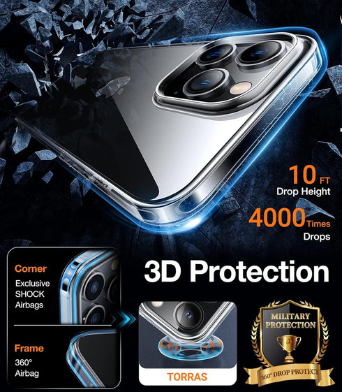 TORRAS Crystal Clear for iPhone 13 Pro Max Case 6.7", Long Lasting Clarity, Anti-Yellowing, Ultra-Thin Slim Fit, Soft Silicone Protection Cover Ph...