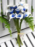 FiveSeasonStuff Real Touch Calla Lily Artificial Flowers Wedding Bridal Bouquet | Floral Arrangements | 15 Calla Lilies (Silk White & Abyss Blue)...