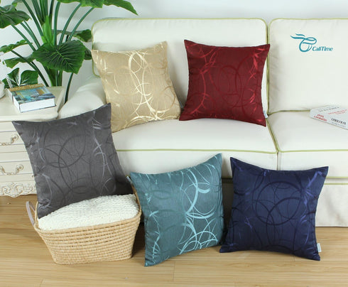 CaliTime Throw Pillow Covers Pack of 2 Modern Shining & Dull Contrast Circles Rings Accent Geometric Cushion Cases Shells for Couch Sofa Home Deco...