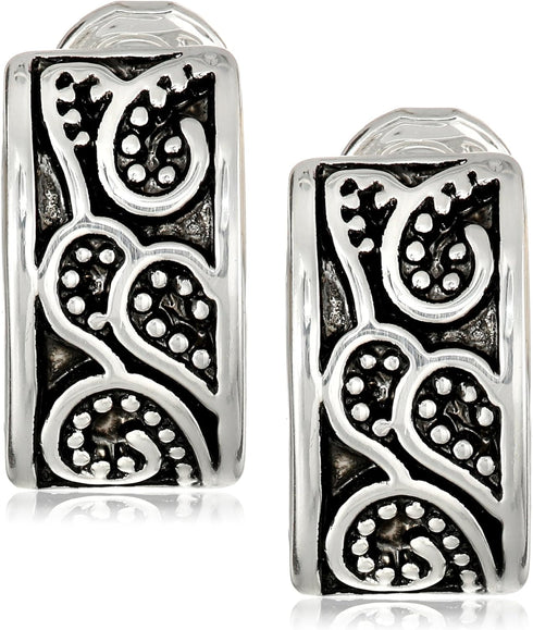 Napier "Napier Classics" Silver-Tone Paisley Textured Clip Earrings...