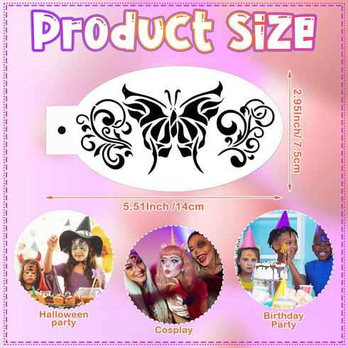 Chinco 24 Pieces Face Paint Stencils Face Body Painting Stencils Tattoo Painting Templates Face Tracing Stencils for Kids Holiday Halloween Makeup...