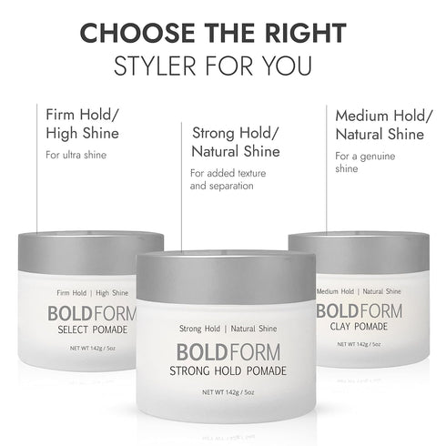 Bold Form Select Pomade with Firm Hold and High Shine - Hair Styling Products For Men - Water Soluble Men’s Hair Pomade with Natural Hair Care Ing...