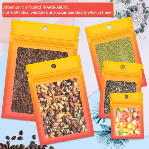 Funfery 100 Pieces Resealable Smell Proof Bags for Food Storage,Clear Cute Mylar Bags for Small Business Foil Ziplock Packaging Bags for Sample Je...