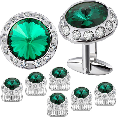 HAWSON Birthstone Tuxedo Studs and Cufflinks Set for Men's Suit Tuxedo Formal Dress Shirt Wedding Business Party Accessories...