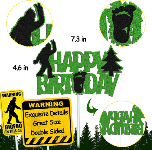 Birthday Cake Decorations Themed Happy Birthday Cake Topper for Kids Boy Girl Bday Party Supplies Sparkle Green Décor...