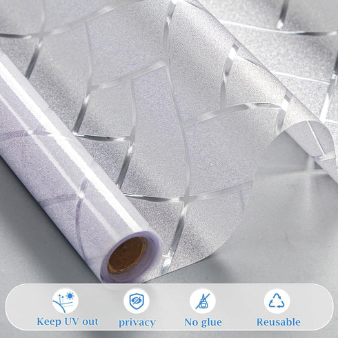 Coavas Non-Adhesive Frosted Glass Window Film & Window Privacy Film for Home & Office - Heat Control, UV & Sun Blocking, Easy DIY Installation, 23...