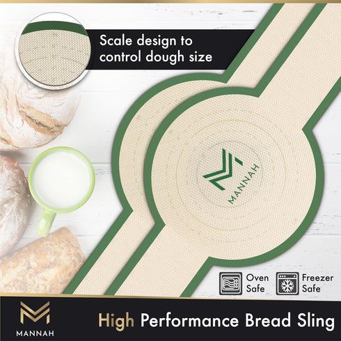 Mannah Silicone Bread Sling for Dutch Oven, 2 Pcs Non-Stick & Easy to Clean Bread Baking Mat Set, Reusable Bread Sling with Long Handle to Transfe...