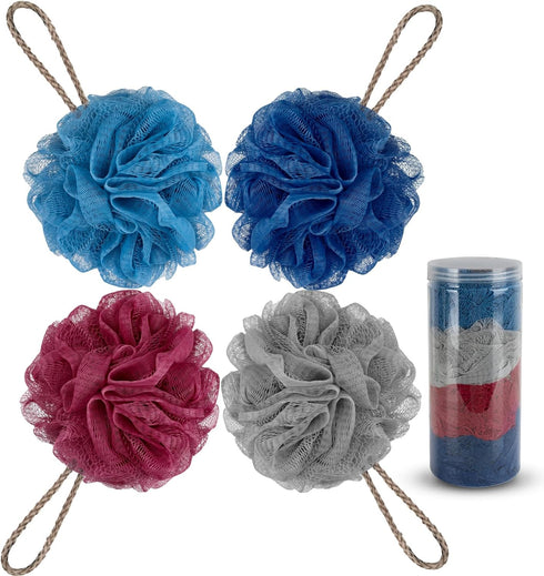 Multi Color Optional Shower Ball Soft Sponge Scrubbing, Exfoliating and Skincare Removing Bath Sponge Luffa Body Scrub Cotton Mesh Bag Shower Ball...