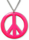 Hot Pink Hippie Peace Sign Pendant Necklace Enamel on Pewter Cosplay Jewelry...