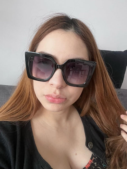 FEISEDY Sunglasses Womens Trendy, Oversized Square Shades, Pearl Inlay Cat Eye Frame UV400 Protection B2625...