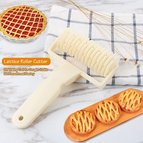 Lattice Roller Cutter, Pie Pizza Cookie Dough Roller Lattice Household Baking Pastry Tools(Plastic lattice cutter)...