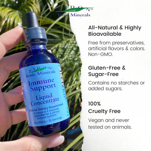 Eidon Ionic Minerals Immune Support Supplement Liquid Concentrate - Immune Booster Mineral Drops with Zinc, Selenium, Sulfur, Support & Maintain I...