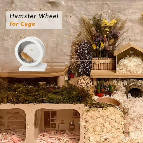 6.0 Inch Grey Hamster Wheel Wooden Silent Training Exercise Wheel Quite Running Spinner Wheel for Dwarf, Gerbil, Guinea Pig, Hedgehog, Chinchilla ...