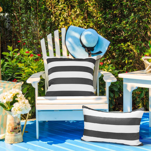Outdoor Throw Pillow Covers, Square Stripe Waterproof Throw Pillow Cases for Outdoor Patio Porch Farmhouse Garden Balcony Couch, 18"x18"(45x45cm)/...
