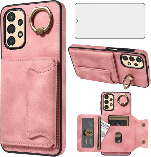 Asuwish Phone Case for Samsung Galaxy A13 4G Wallet Cover with Tempered Glass Screen Protector and Ring Stand Credit Card Holder Slot Leather Cell...