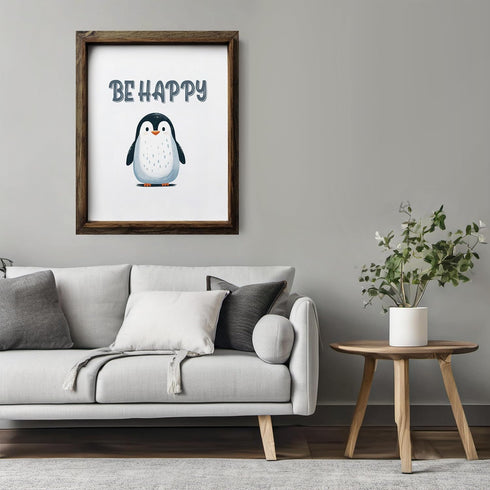 Posterizer 1 pcs-Be happy-cute penguin quote-Kids Room Art-Motivational & Inspirational Art-Gift for Daughter, Son, Kids-decor for nursery toddler...