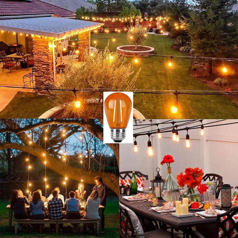 15 Pack S14 LED Light Bulb Orange LED Replacement Bulbs 2W S14 LED String Light Edison Bulb E26 Base Plastic Shatterproof LED Decorative Bulbs for...