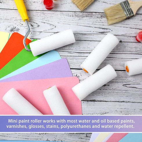 40 Pcs Foam Paint Roller Covers 4 Inch Small High Density Paint Roller Mini House Paint Rollers for Painting Wall Ceiling Cabinet Cupboard Door, W...