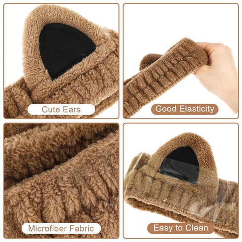 2 Pcs Cute Cat Skincare Headband for Washing Face Makeup Skincare, Animal Headbands for Women Girls Cute Stuff Gifts Soft Coral Fleece Facial Wash...