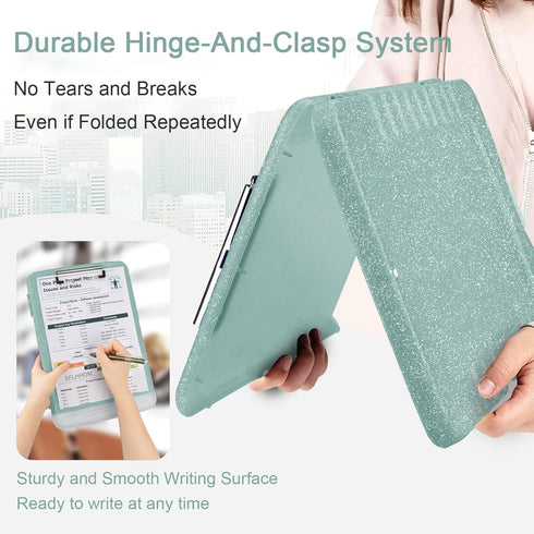Glitter Clipboard with Storage,Storage Clipboard with Pen Holder,A4 Binder Clip Boards 8.5x11 with Low Profile Clip,Side Opening Sparkle Clipboard...