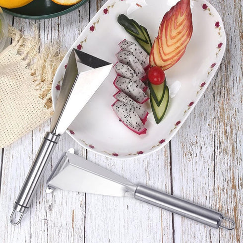 Fruit Carving Knife, 2 Pack Fruit Cutter, Stainless Steel Vegetable Carving Tools, Triangular Shape DIY Carving Knives for Home Kitchen Platter Tr...