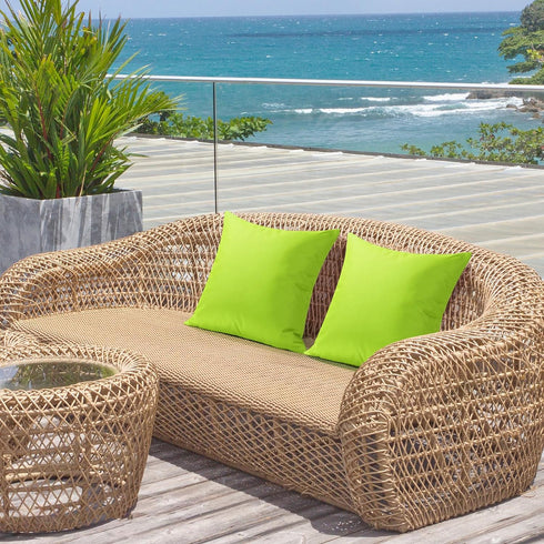 Waterproof Outdoor Throw Pillow Cover, 2 Pack Solid PU Coating Throw Pillow Case UV Protection Garden Cushion Cover for Patio Sofa Couch Balcony 2...