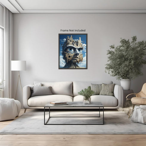 Posterizer 1 pcs-alien surreal face building-Abstract & Modern Art-Fantasy & Fiction Art-Gift for Art Lovers-Decor for Home & Office- UNFRAMED Wal...